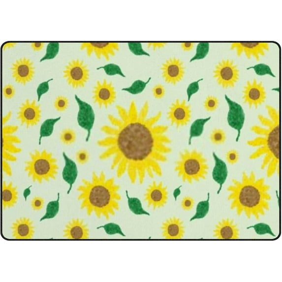 SKYSONIC Doormat Sunflowers Leaves Lightweight Non Slip Indoor Outdoor Entryway Rugs Floor Mat for Bathroom Kitchen Entrance 23.6x15.7in