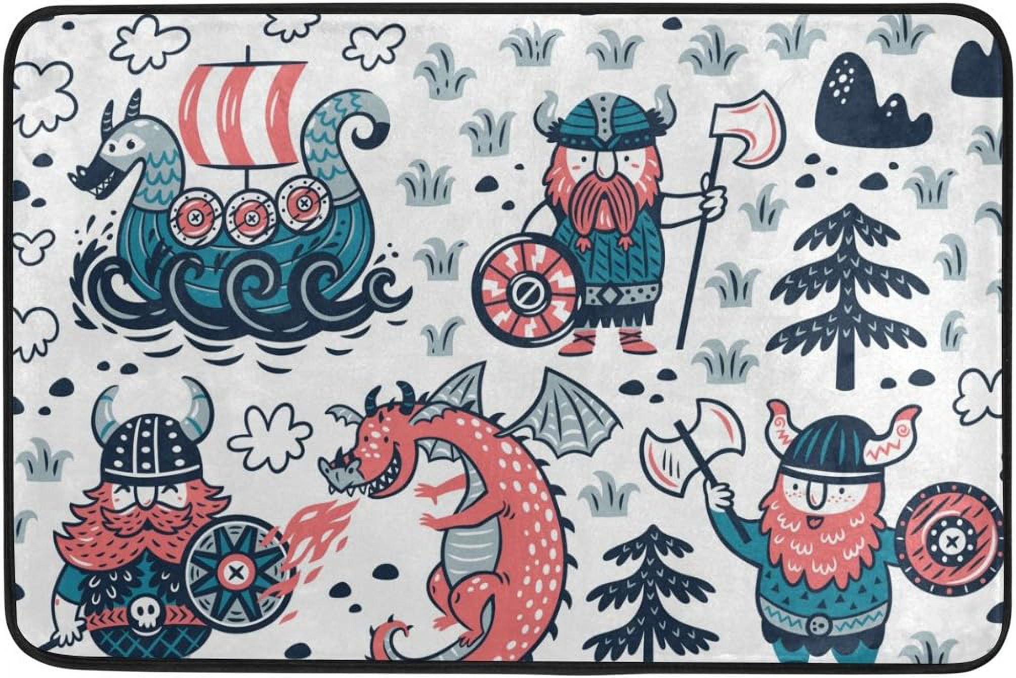 Viking Cartoon Silhouette Door Mat