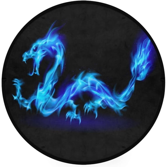 SKYSONIC DragonRound Area Rug Chair Couch Cover Area Rug for Bedroom Floor Sofa Living Room Non-Slip Home Decor 3 x 3 Feet