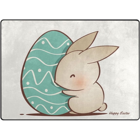 SKYSONIC Easter Bunny Egg Area Rug Pad - 80x58 inch - 100% Light Weight Polyester Fabric for Living Bedroom