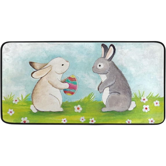 SKYSONIC Easter Bunny Eggs Kitchen Rug Non-Slip Bath Rug Doormats Anti Fatigue Runner Comfort Floor Mat 39 x 20 Inch