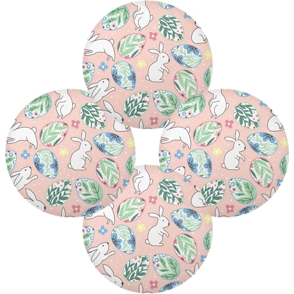 SKYSONIC Easter Bunny Eggs Round Placemats for Dining Table Non-Slip Heat-Resistant Polyester Table Mats 4 pack Washable Table Mats for Kitchen Dining Table Decoration