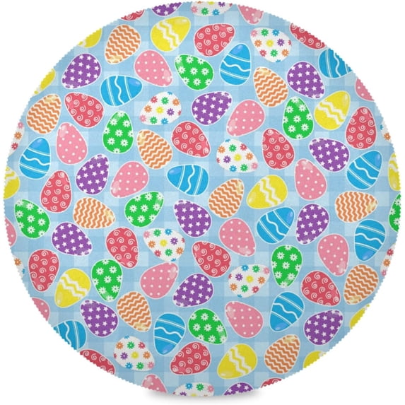 SKYSONIC Easter Bunny Eggs Round Placemats for Dining Table Non-Slip Heat-Resistant Polyester Table Mats Set of 1 Washable Table Mats for Kitchen Dining Table Decoration