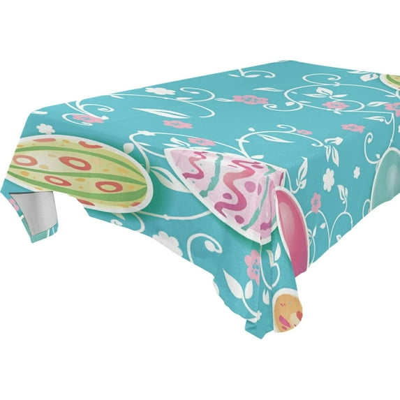 SKYSONIC Easter Bunny Eggs Tablecloth Waterproof Washable Polyester Square Table Cover Durable Tablecloth for Kitchen Dining Table Party Decor (54 X 72 Inch)