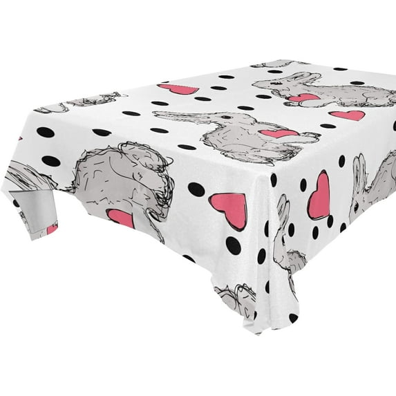SKYSONIC Easter Bunny Eggs Tablecloth Waterproof Washable Polyester Square Table Cover Durable Tablecloth for Kitchen Dining Table Party Decor (60 X 108 Inch)