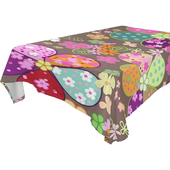 SKYSONIC Easter Bunny Eggs Tablecloth Waterproof Washable Polyester Square Table Cover Durable Tablecloth for Kitchen Dining Table Party Decor (60 X 60 Inch)