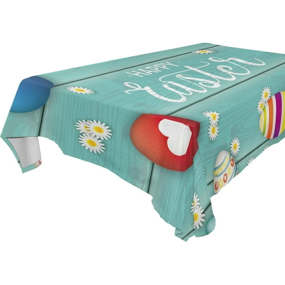 SKYSONIC Easter Bunny Eggs Tablecloth Waterproof Washable Polyester Square Table Cover Durable Tablecloth for Kitchen Dining Table Party Decor (60 X 90 Inch)