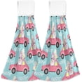 thumbnail image 1 of SKYSONIC Easter Car and Rabbit Pattern for Easter 2Pcs Kitchen Hanging Towel Set Hand Hanging Towels with Hanging Loop, Absorbent Soft Thick Dish Cloth Dry Towel for Kitchen Bathroom, 12"x17", 1 of 6