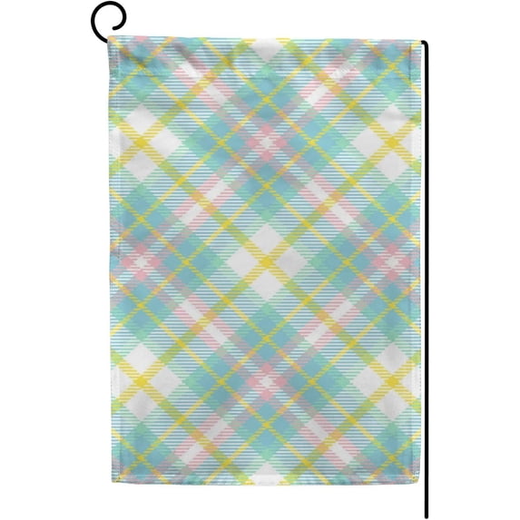 SKYSONIC Easter Colors Tartan Plaid and Gingham Double-Sided Printed Garden House Sports Flag 12x18in Polyester Decorative Flags for Courtyard Garden Flowerpot