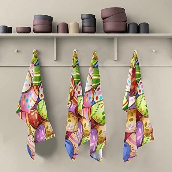 SKYSONIC Easter Eggs Kitchen Towel Set of 1,Super Soft Absorbent Hand Towel Tea Towel Tableware Cleaning Rag for Kitchen, Home, Hotel, Beach, Bathroom, Gym