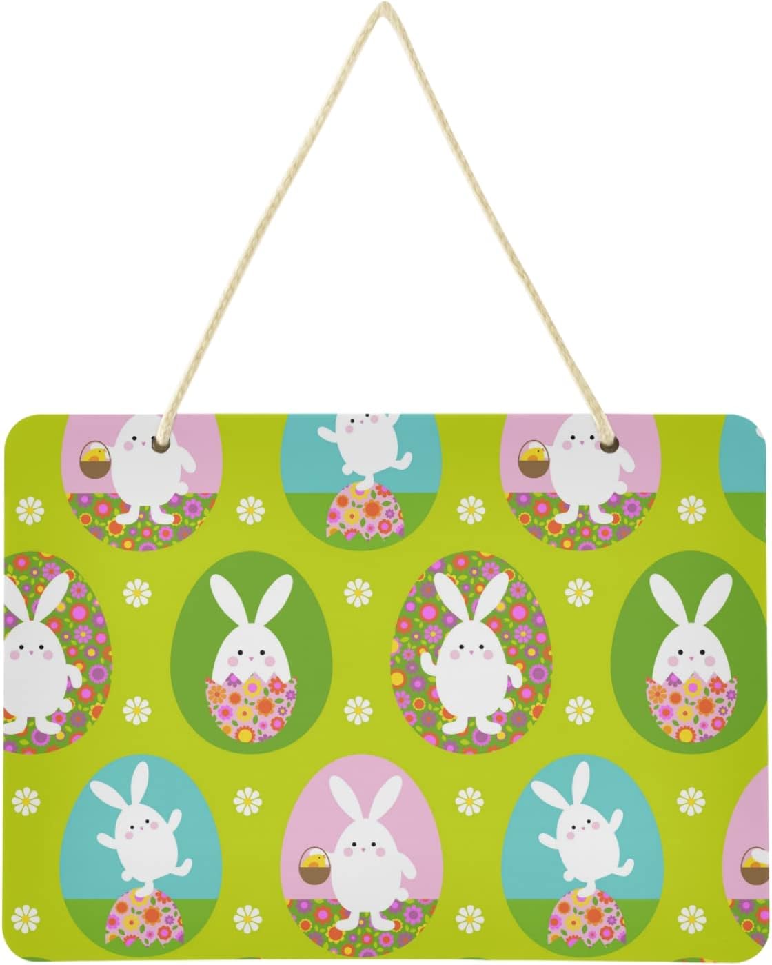 SKYSONIC Easter Eggs Welcome Sign Front Door Decor Wall Hanging Plaque ...