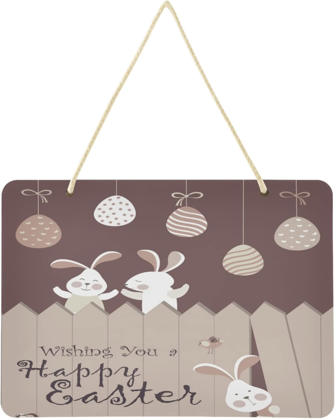 SKYSONIC Easter Rabbit Eggs Welcome Sign Front Door Decor Wall Hanging ...