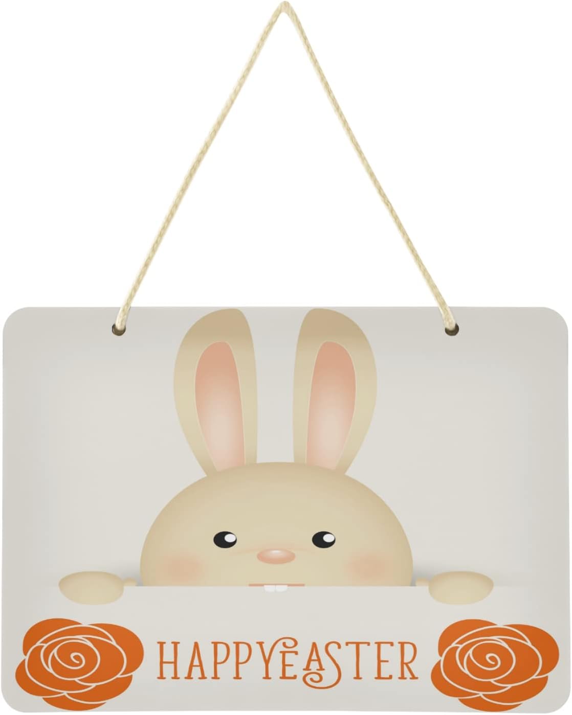 SKYSONIC Easter Rabbit Flower Welcome Sign Front Door Decor Wall ...
