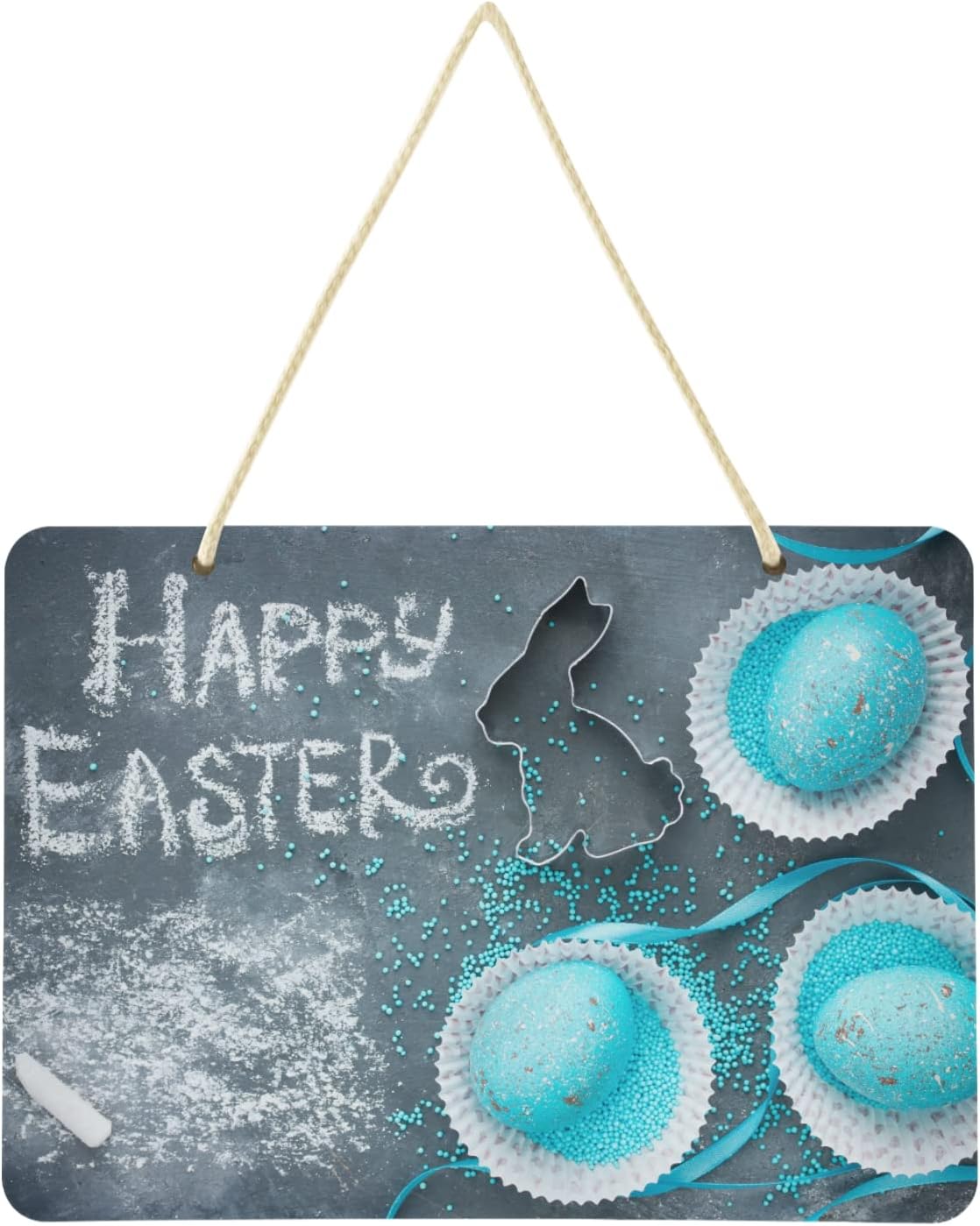 SKYSONIC Easter Welcome Sign Front Door Decor Wall Hanging Plaque ...
