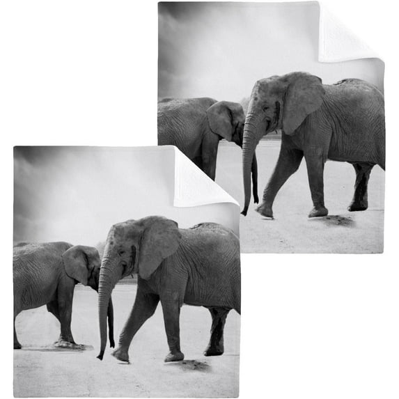 SKYSONIC Elephant Cotton Washcloths Set of 6, Highly Absorbent Soft Fingertip Towel for Bathroom, Gym, Hotel and Spa, 12 x 12 Inch
