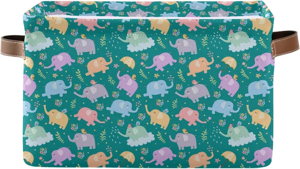 SKYSONIC Elephant Laundry Basket Collapsible Laundry Hamper Clothes