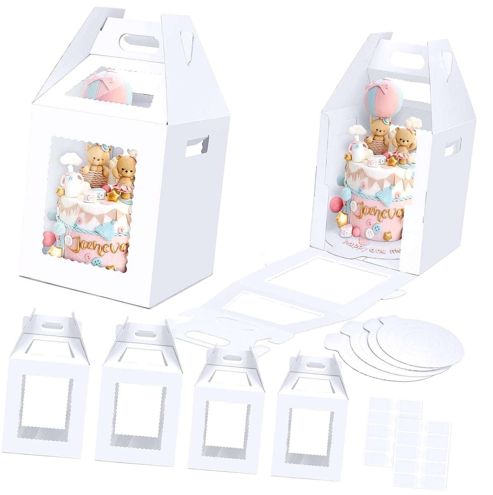 SKYSONIC Elevated Cake Containers with Bases, 4-Pack, Sizes 10 & 12 ...