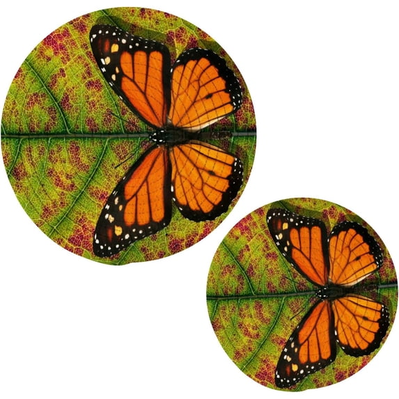 SKYSONIC Fall Leaves Butterfly Pot Holders Trivets, 2 Pcs Heat Resistant Trivets,Autumn Vintage Cotton Thread Weave Mats for Hot Pads Pans Pot Bowl Teapot for Kitchen Decor