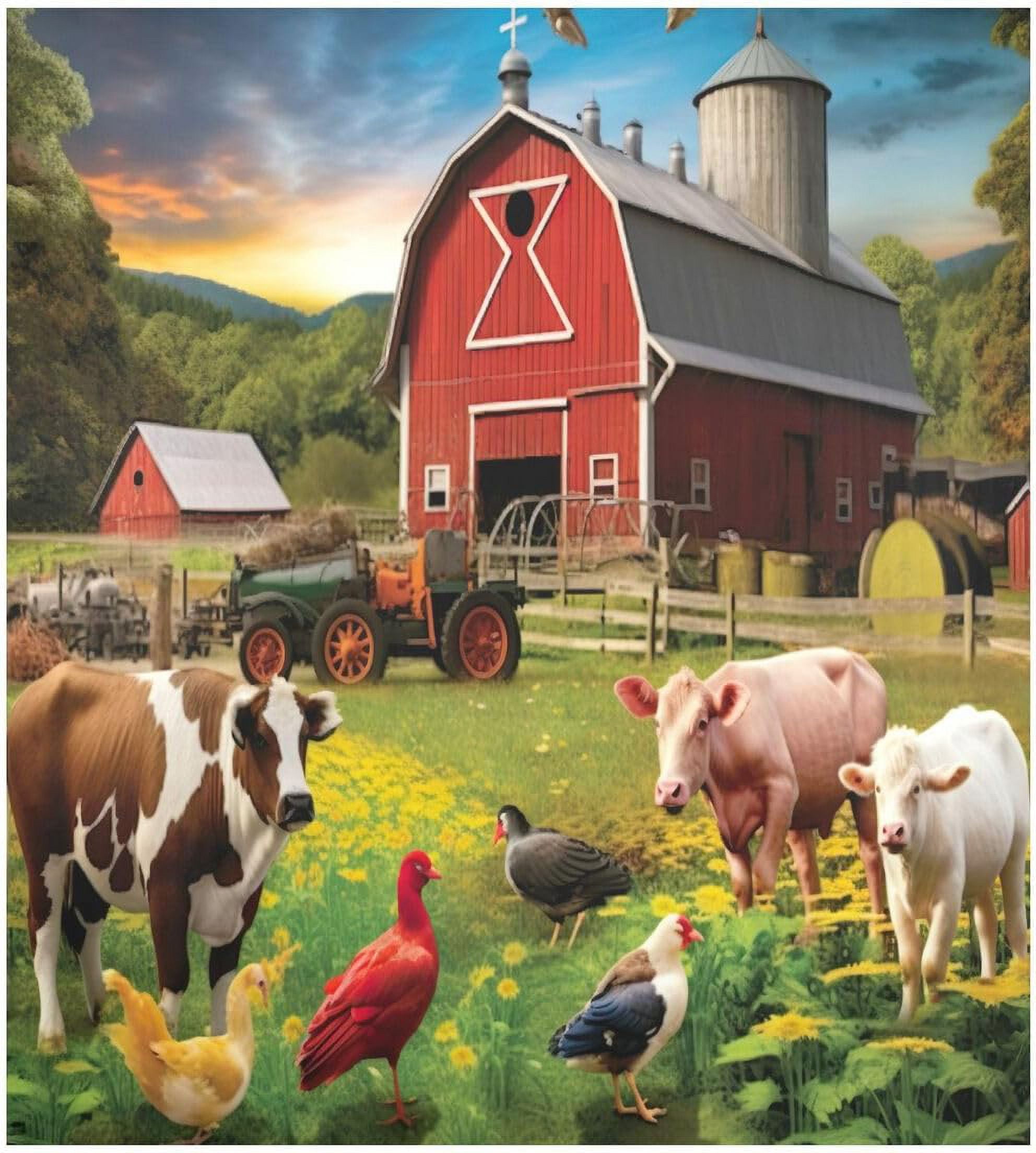 SKYSONIC Farm Animals Dishwasher Cover 23x26in,Reuseable Refrigerator Cover Decal