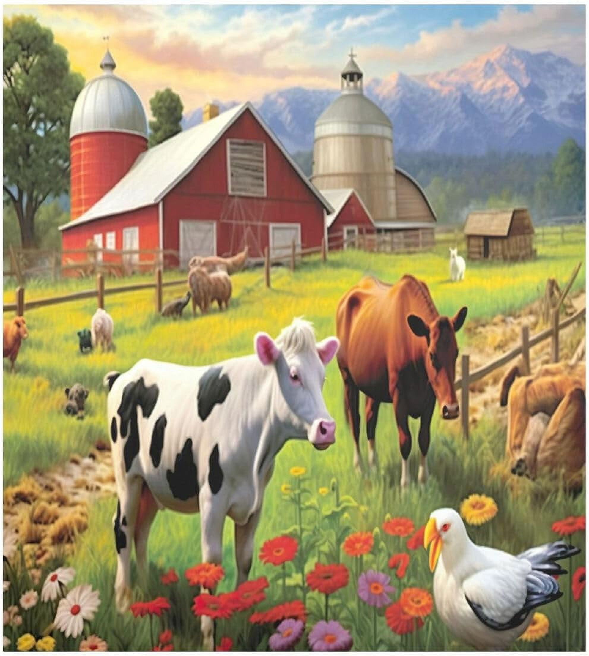 SKYSONIC Farm Animals Dishwasher Cover 23x26in,Reuseable Refrigerator Cover Decal