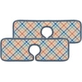 thumbnail image 1 of SKYSONIC Faucet Absorbent Mat 2 Pcs Orange Blue Tartan Plaid Kitchen Faucet Splash Catcher Washable Counter Drying Pads Behind Faucet for Kitchen Bathroom, 1 of 7