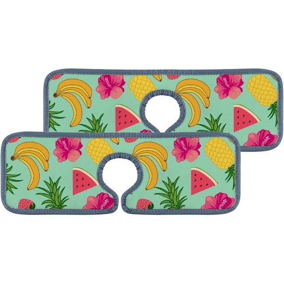SKYSONIC Faucet Absorbent Mat 3 Pcs Flowers Fruits Kitchen Faucet Splash Catcher Washable Counter Drying Pads Behind Faucet for Kitchen Bathroom
