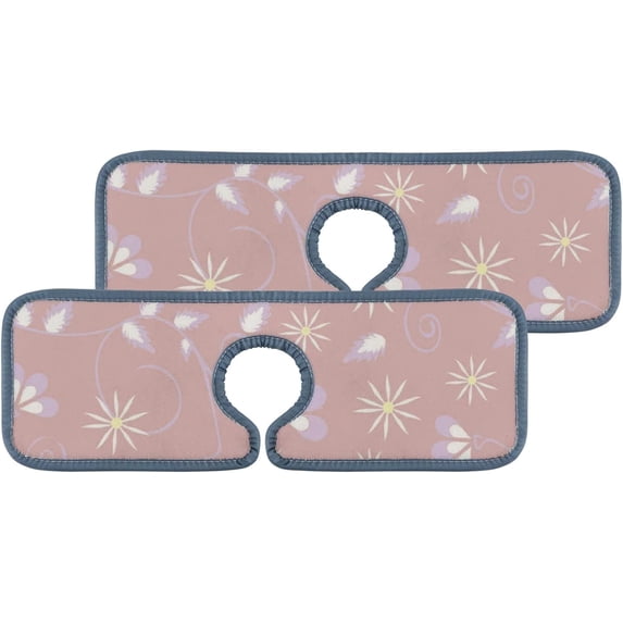 SKYSONIC Faucet Absorbent Mat 3 Pcs Gentle Flower Ornaments Kitchen Faucet Splash Catcher Washable Counter Drying Pads Behind Faucet for Kitchen Bathroom