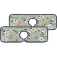 thumbnail image 1 of SKYSONIC Faucet Absorbent Mat 3 Pcs Simple Flowers Leaves Kitchen Faucet Splash Catcher Washable Counter Drying Pads Behind Faucet for Kitchen Bathroom, 1 of 7