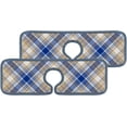 thumbnail image 1 of SKYSONIC Faucet Absorbent Mat 4 Pcs Blue Gold Tartan Pattern Kitchen Faucet Splash Catcher Washable Counter Drying Pads Behind Faucet for Kitchen Bathroom, 1 of 7