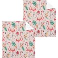 thumbnail image 1 of SKYSONIC Flamingo Cotton Washcloths Set of 2, Highly Absorbent Soft Fingertip Towel for Bathroom, Gym, Hotel and Spa, 12 x 12 Inch, 1 of 7