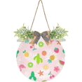 thumbnail image 1 of SKYSONIC Flamingo Welcome Sign for Front Door,All Seasons Welcome Wreath Porch Hanging Decoration for Farmhouse Wall Home Holiday Decoration - 11.8x11.9in, 1 of 7