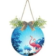thumbnail image 1 of SKYSONIC Flamingo Welcome Sign for Front Door,All Seasons Welcome Wreath Porch Hanging Decoration for Farmhouse Wall Home Holiday Decoration - 11.8x11.9in, 1 of 7