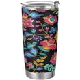 thumbnail image 1 of SKYSONIC Floral Pattern Tumbler Stainless Steel Double Wall Vacuum Reusable Insulated Mug with Straw and Built-in Coaste for Cold and Hot Beverages, 12oz, 1 of 7