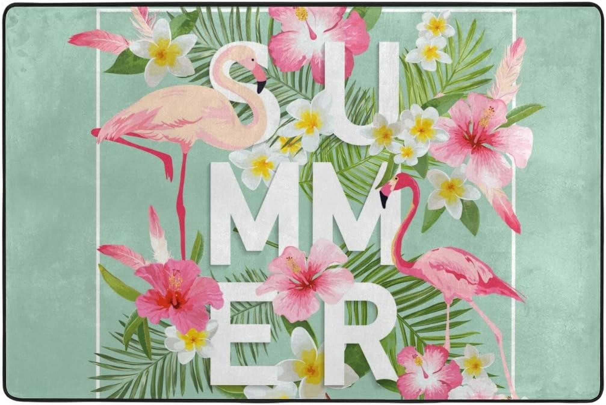 SKYSONIC Flowers Flamingo Area Rug Pad 24