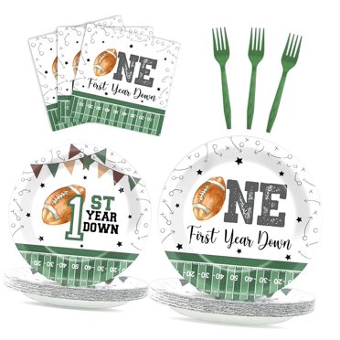 96 Pcs Football Baby Shower Plates Set Football Themed,24 Tableware Include Disposable Plates