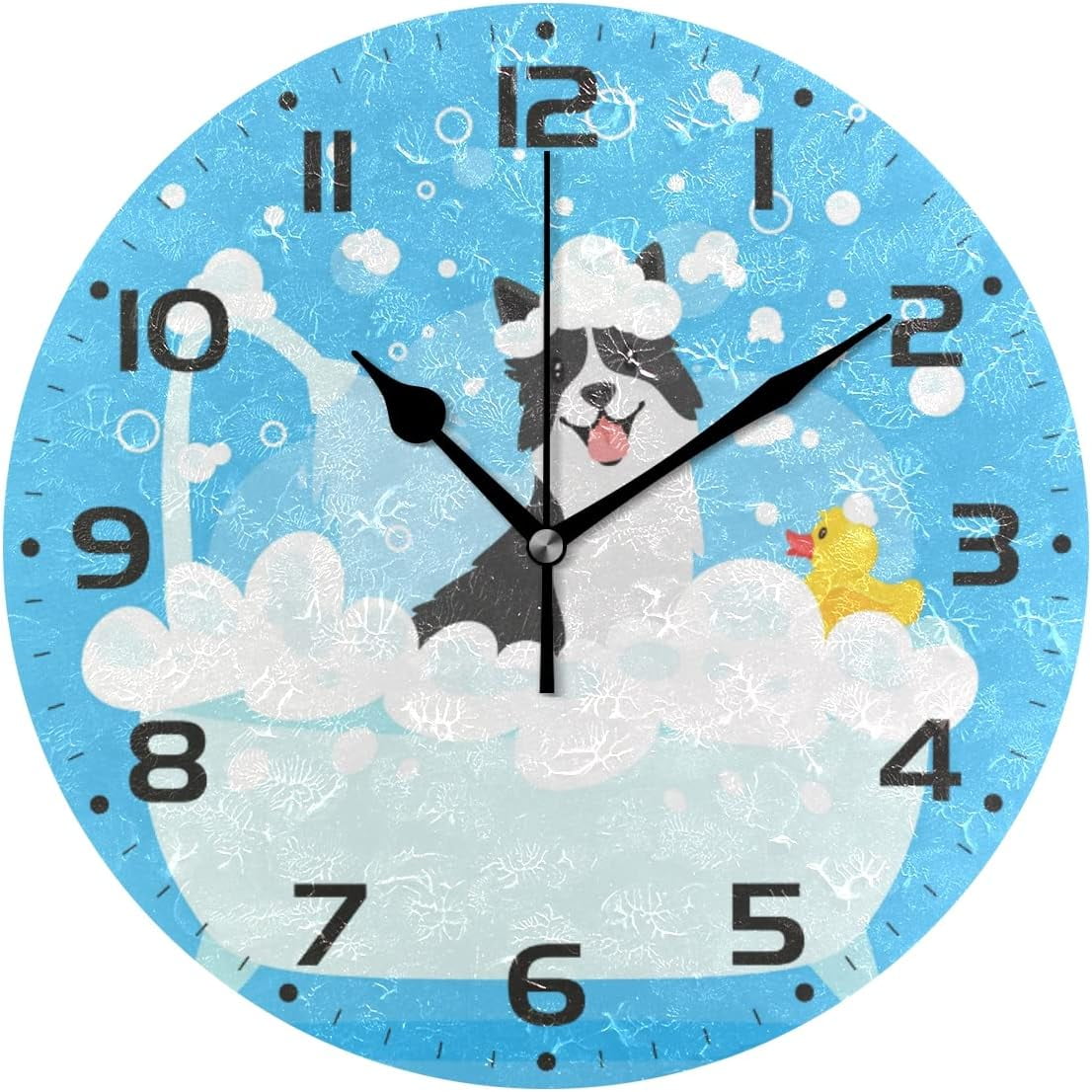 SKYSONIC Funny Dog Bathtub Bathing Wall Clock 10 Inch Silent Non ...