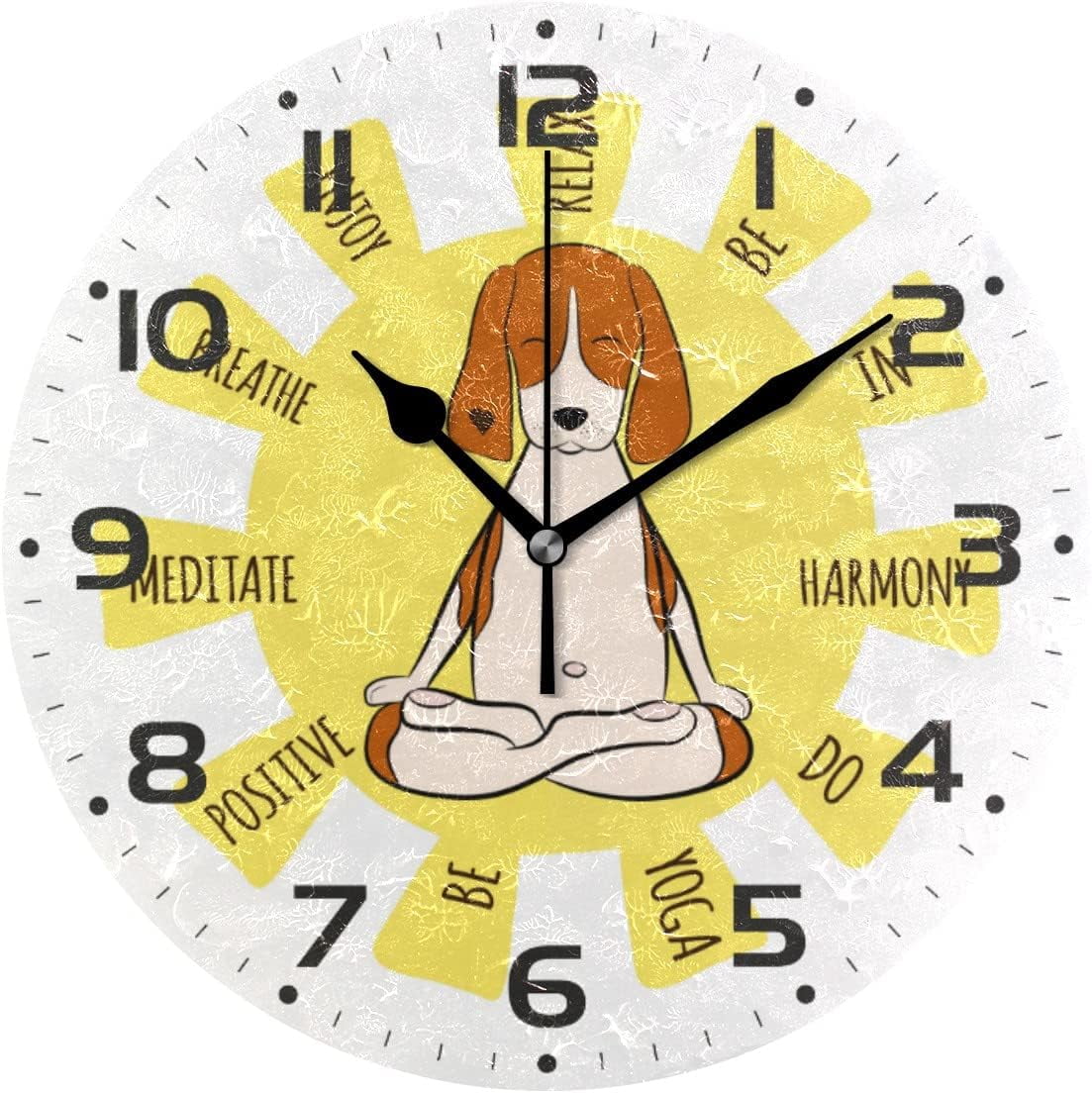 SKYSONIC Funny Dog Wall Clock 10 Inch Silent Non Ticking Round Clock ...