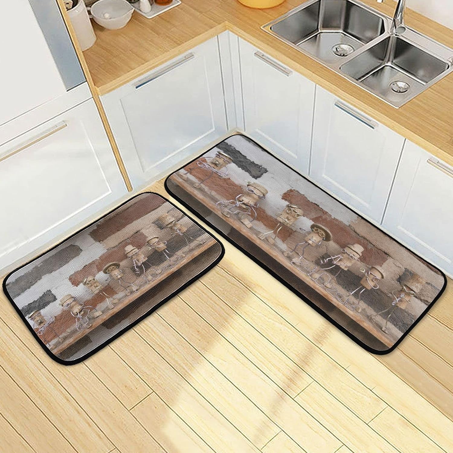 SKYSONIC Funny Wine Corks Kitchen Rugs 2 Pieces, Floor Mat Room Area ...