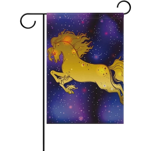 SKYSONIC Garden Flag Beautiful Horse On Universe Double-Sided Printed Garden House Sports Flag - 28x40in -Decorative Flags for Courtyard Garden Flowerpot