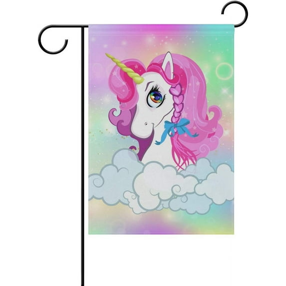 SKYSONIC Garden Flag Bright Unicorn Double-Sided Printed Garden House Sports Flag - 28x40in -Decorative Flags for Courtyard Garden Flowerpot