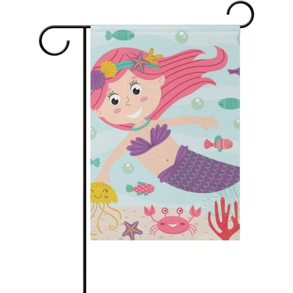 SKYSONIC Garden Flag Mermaid Swimming Double-Sided Printed House Sports Flag-28x40(in)-Polyester Decorative Flags for Courtyard Garden Flowerpot
