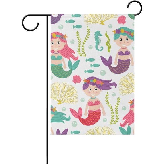 SKYSONIC Garden Flag Mermaids Sea Horses Double-Sided Printed House Sports Flag-12x18(in)-Polyester Decorative Flags for Courtyard Garden Flowerpot