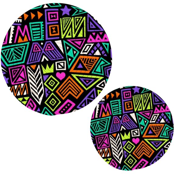 SKYSONIC Geometry Colorful Pot Holders Trivets, 2 Pcs Heat Resistant Trivets,Summer Color Cotton Thread Weave Mats for Hot Pads Pans Pot Bowl Teapot for Kitchen Decor