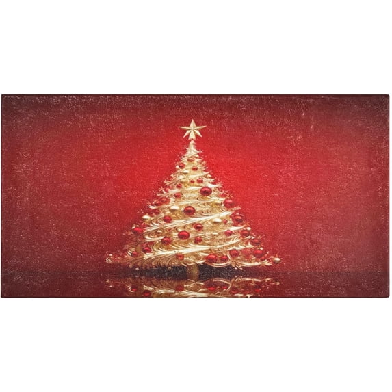 SKYSONIC Gold Christmas Tree Kitchen Mats 20"x39" Absorbent Non Slip Runner Rug Machine Washable Kitchen Floor Mat for Home Bathroom Door