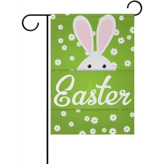 SKYSONIC Green Easter Pattern Double-Sided Printed Garden House Sports Flag-28x40(in)-Polyester Decorative Flags for Courtyard Garden Flowerpot