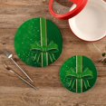 thumbnail image 1 of SKYSONIC Green Stripe Bow Pot Holders Trivets, 2 Pcs Heat Resistant Trivets,St Patricks Clovers Cotton Thread Weave Mats for Hot Pads Pans Pot Bowl Teapot for Kitchen Decor, 1 of 7