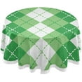 thumbnail image 1 of SKYSONIC Green White Plaid Tablecloth Round Tablecloths Polyester Tablecover Cloths Washable Tabletop Runner Kitchen Party Picnic Dining Home Decor 60inch, 1 of 7
