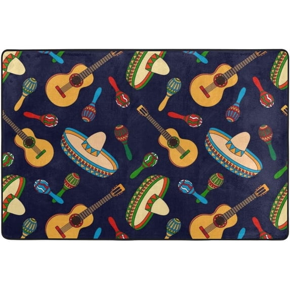 SKYSONIC Guitar Sombrero Lightweight Carpet Mats Area Soft Rugs Floor Mat Doormat Decoration for Rooms Entrance 36x24 inch