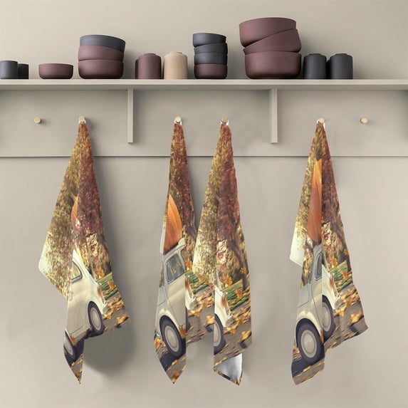 SKYSONIC Halloween Big Pumpkin on The Car Roof Kitchen Dish Towel Set,Drying Kitchen Towels Tea Towels 1Pcs 28"x18"