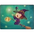 thumbnail image 1 of SKYSONIC Halloween Flying Little Witch On Green Lightweight Carpet Mats Area Soft Rugs Floor Mat Rug Home Decoration for Kids Room Living Room 63 x 48 inches, 1 of 6